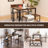 NNECW 4-Piece Dining Table and Chair Set with Metal Frame and Storage Rack for Dining
