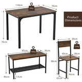 NNECW 4-Piece Dining Table and Chair Set with Metal Frame and Storage Rack for Dining