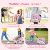 NNECW 2 PC Kids Luggage Set with Spinner Wheels -Pink