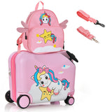 NNECW 2 PC Kids Luggage Set with Spinner Wheels -Pink