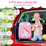 NNECW 2-Piece Carry-on Luggage Set with Spinner Wheels for Children-Cloud-Pink