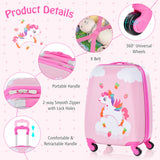 NNECW 2-Piece Carry-on Luggage Set with Spinner Wheels for Children-Cloud-Pink