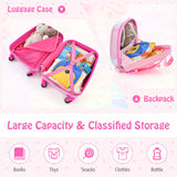 NNECW 2-Piece Carry-on Luggage Set with Spinner Wheels for Children-Cloud-Pink