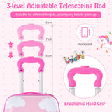 NNECW 2-Piece Carry-on Luggage Set with Spinner Wheels for Children-Cloud-Pink
