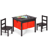 NNECW 2-in-1 Kids Activity Table and Chair Set with Storage-Coffee