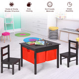NNECW 2-in-1 Kids Activity Table and Chair Set with Storage-Coffee