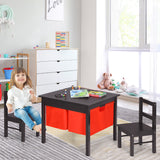 NNECW 2-in-1 Kids Activity Table and Chair Set with Storage-Coffee