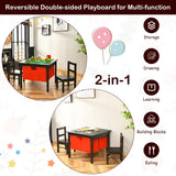 NNECW 2-in-1 Kids Activity Table and Chair Set with Storage-Coffee