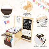 NNECW Kids Art Table &amp; Bench Set with Double-Sided Adjustable Easel-Coffee