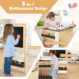 NNECW Kids Art Table &amp; Bench Set with Double-Sided Adjustable Easel-Coffee