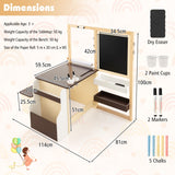 NNECW Kids Art Table &amp; Bench Set with Double-Sided Adjustable Easel-Coffee