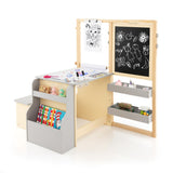 NNECW Kids Art Table &amp; Bench Set with Double-Sided Adjustable Easel-Grey