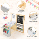 NNECW Kids Art Table &amp; Bench Set with Double-Sided Adjustable Easel-Grey