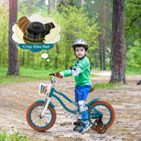 NNECW Kids Bike Adjustable with Handbrake and Basket for 3-5 Years Old-Turquoise-14 inches