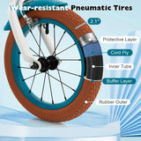 NNECW Kids Bike Adjustable with Handbrake and Basket for 3-5 Years Old-Turquoise-14 inches