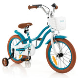 NNECW Kids Bike Adjustable with Handbrake and Basket for 4-7 Years Old-Turquoise-16 inches