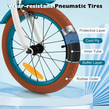 NNECW Kids Bike Adjustable with Handbrake and Basket for 4-7 Years Old-Turquoise-16 inches