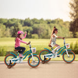 NNECW Kids Bike Adjustable with Handbrake and Basket for 4-8 Years Old-Turquoise-18 inches