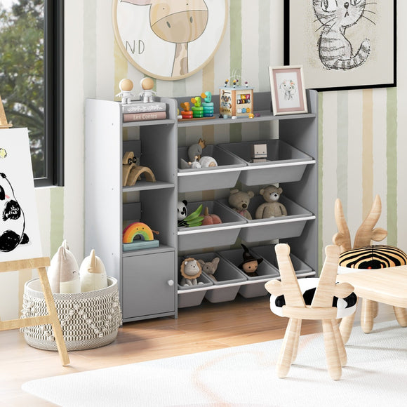 NNECW Kids Bookshelf Toy Storage Organizer with 8 Storage Boxes