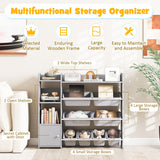 NNECW Kids Bookshelf Toy Storage Organizer with 8 Storage Boxes