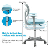 NNECW Kids Study Chair and Desk Set with Adjustable Height-Blue-Chair