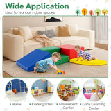 NNECW 4-Piece Kids Climb Crawl Playset for Nursery &amp; Kindergarten-Red