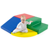 NNECW 4-Piece Kids Climb Crawl Playset for Nursery &amp; Kindergarten-Red