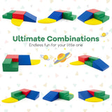 NNECW 4-Piece Kids Climb Crawl Playset for Nursery &amp; Kindergarten-Red