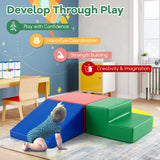 NNECW 4-Piece Kids Climb Crawl Playset for Nursery &amp; Kindergarten-Red