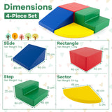 NNECW 4-Piece Kids Climb Crawl Playset for Nursery &amp; Kindergarten-Red