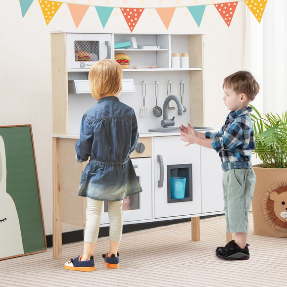 NNECW Kids Kitchen Playset with Towel Rack for Toddlers