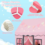 NNECW Kids Play Castle Tent Large Playhouse Toys Gifts with Star Lights Washable Mat-Pink