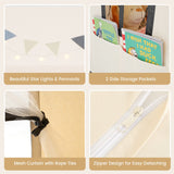 NNECW Kids Play Castle Tent Large Playhouse Toys Gifts with Star Lights Washable Mat-Beige