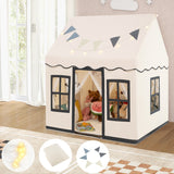 NNECW Kids Play Castle Tent Large Playhouse Toys Gifts with Star Lights Washable Mat-Beige