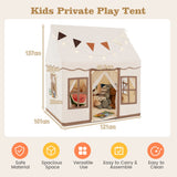 NNECW Kids Play Castle Tent with Star Lights and Washable Velvet Mat-Brown
