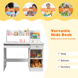 NNECW Kids Study Desk with Storage Shelves and Keyboard Tray-White