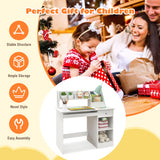 NNECW Kids Study Desk with Storage Shelves and Keyboard Tray-White