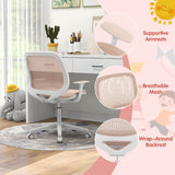 NNECW Kids Swivel Mesh Children Computer Chair with Adjustable Height-Pink