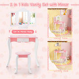 NNECW Kids Vanity Set with Tri-folding Acrylic Mirror TOP 20 Bonus Trinkets Set
