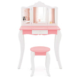 NNECW Kids Vanity Set with Tri-folding Acrylic Mirror TOP 20 Bonus Trinkets Set