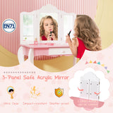 NNECW Kids Vanity Set with Tri-folding Acrylic Mirror TOP 20 Bonus Trinkets Set
