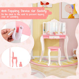 NNECW Kids Vanity Set with Tri-folding Acrylic Mirror TOP 20 Bonus Trinkets Set