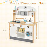 NNECW Kids Wooden Kitchen Playset with Microwave & Washing Machine for Aged 3-10 Years Old