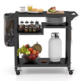 NNECW 3-Shelf Movable BBQ Cart with 4 Lockable Wheels