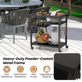 NNECW 3-Shelf Movable BBQ Cart with 4 Lockable Wheels