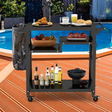 NNECW 3-Shelf Movable BBQ Cart with 4 Lockable Wheels