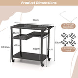 NNECW 3-Shelf Movable BBQ Cart with 4 Lockable Wheels