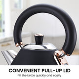 NNEDPE 1.7L Rose Trim Collection Kettle - Black