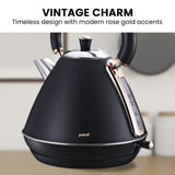 NNEDPE 1.7L Rose Trim Collection Kettle - Black