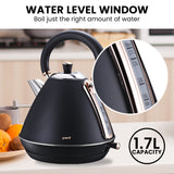 NNEDPE 1.7L Rose Trim Collection Kettle - Black